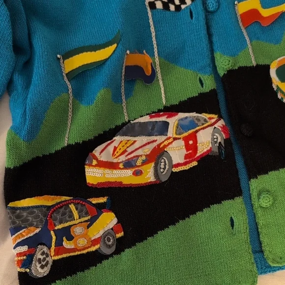 Vintage Michael Simon Blue Knit Cardigan - Picture 3 of 15